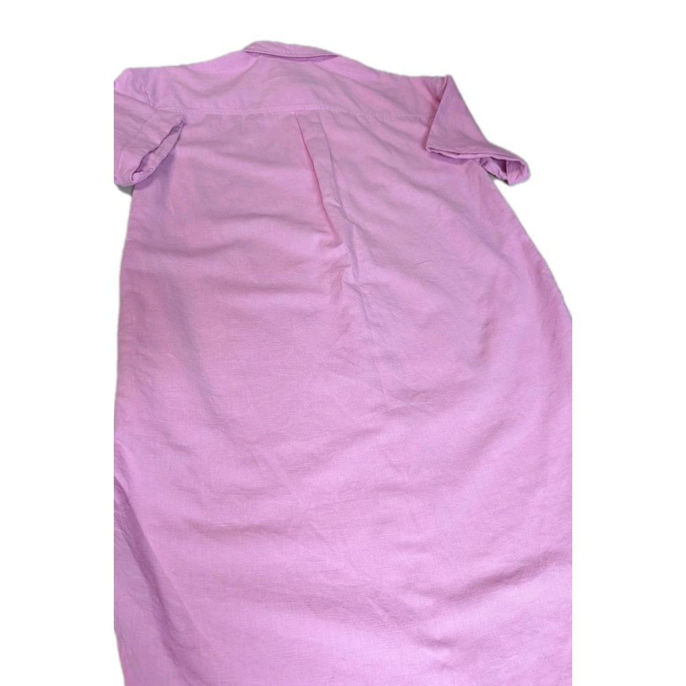 GAP Pink Linen Blend Short Sleeve Button Front Shirt Dress XS Petite W/ Pockets - Picture 12 of 13